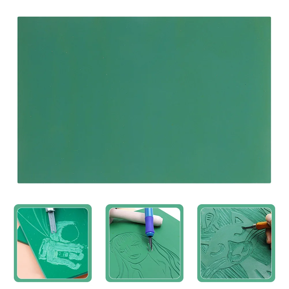 

TEHAUX 5pcs 6x4 Inch Rubber Carving Blocks Green Linoleum Printing Mats for Printmaking Craft Engraving Projects Soft Material