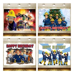 Fireman Sam Happy Birthday Party Supplies Background Kid Favor Wall Decor Baby Shower Backdrop Decoration Gift