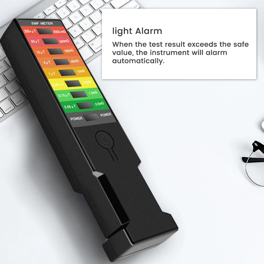 Electromagnetic Field Detector 8 LED Electromagnetic Radiation Detector Gauss Meter Portable EMF Magnetic Field Monitor