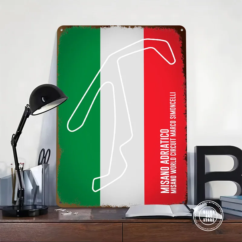 Misano WC Marco Simoncelli Printed Poster Customized Wall Art Retro Vintage Metal Tin Signs for Room Home Decor Accessories Bar