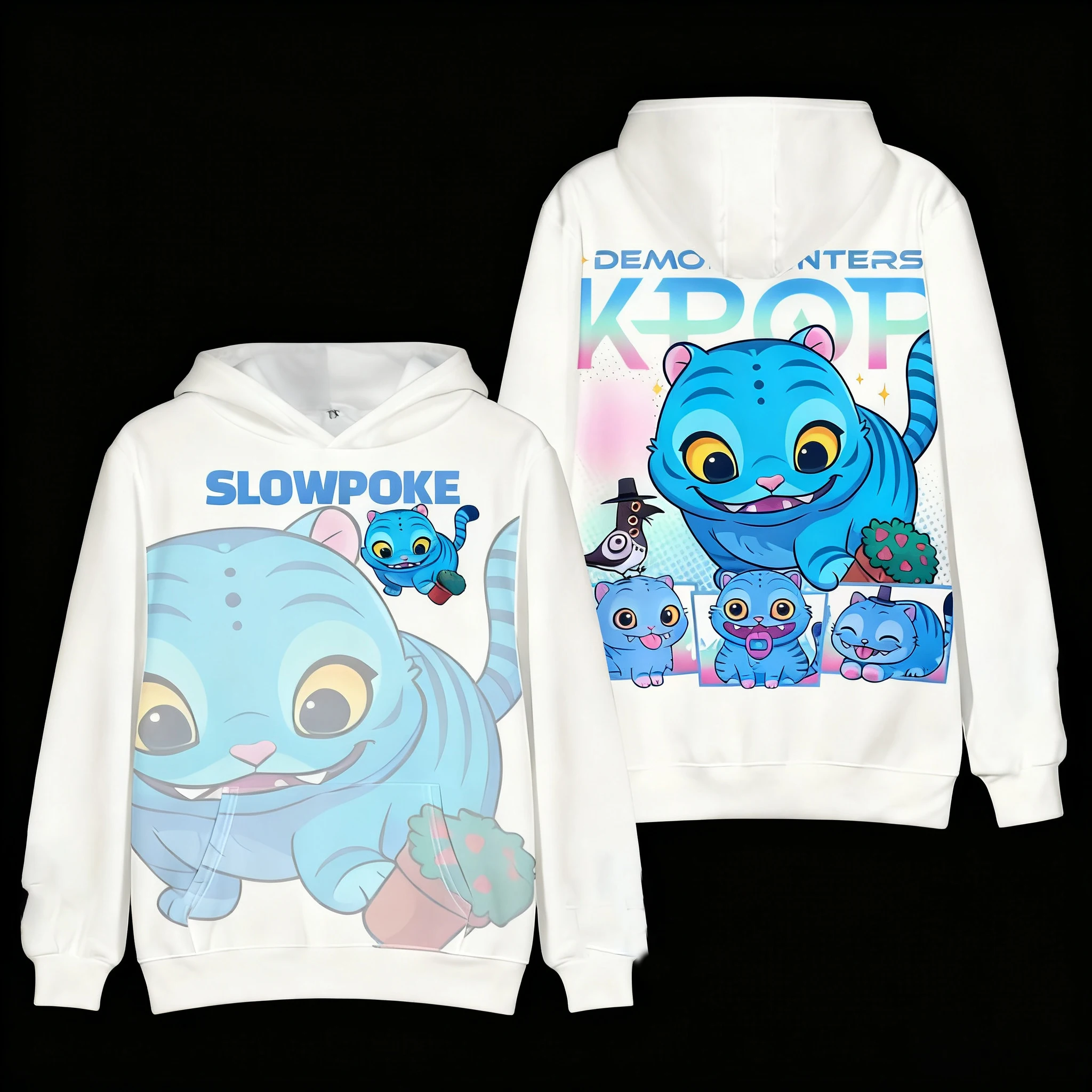 سترة بغطاء للرأس برسومات K POP Hunt The Witch، سويت شيرت عصري للجنسين والأطفال مطبوع، ضروري للنمط اليومي في الخريف والشتاء