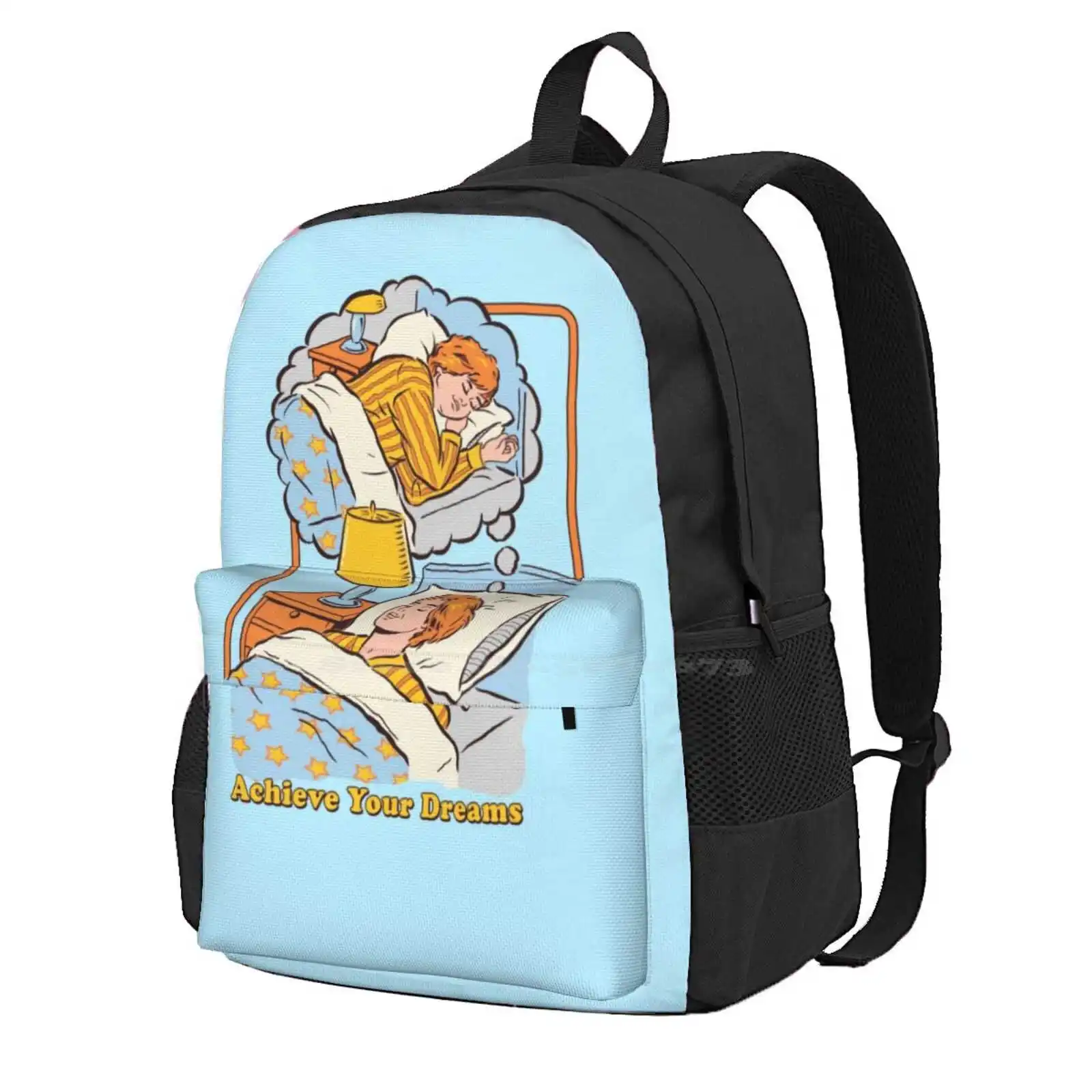 Achieve Your Dreams Hot Sale Schoolbag Backpack Fashion Bags Joke Nap Vintage Retro Dream Lazy Motivation Funny Sleeping