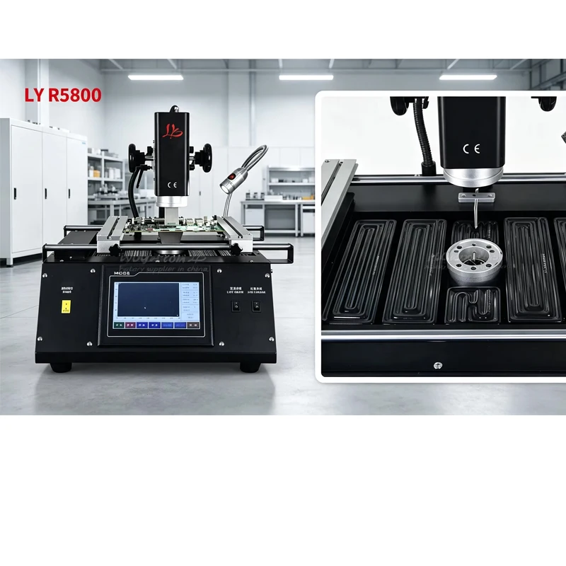 Soldering Stations LY R5800 3 Zones Hot-Air BGA Rework Station 4800W Hot Air and Infrared Heating PCB Size 370*325mm 220V 110V
