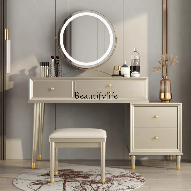

*American light luxury solid wood bedroom integrated modern simple storage storage dresser