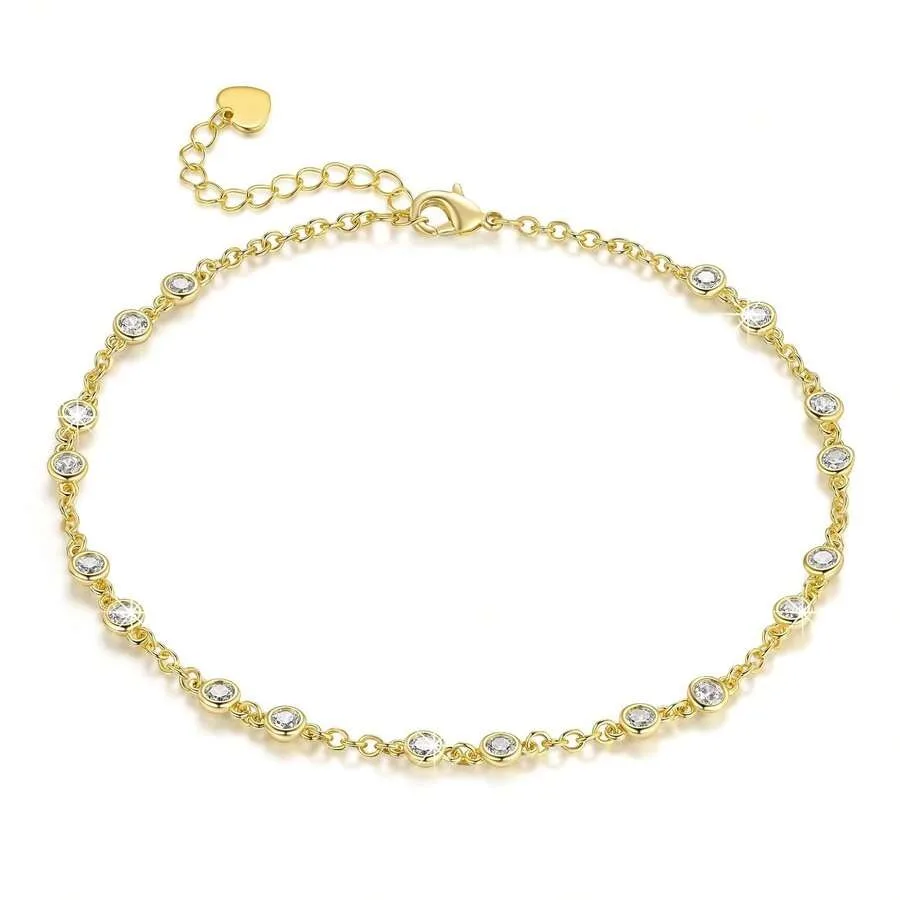 

New Style Gold Diamond-Encrusted Anklet, Fashionable, Light Luxury, Elegant, Versatile For Daily Commute, Adjustable Women's An