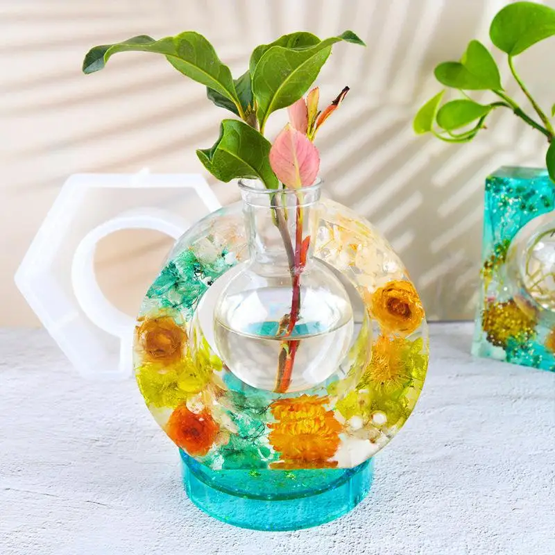 

Многофункциональная силиконовая форма для основания вазы из эпоксидной смолы, подставка для цветов, подходит для создания композиций из водных растений