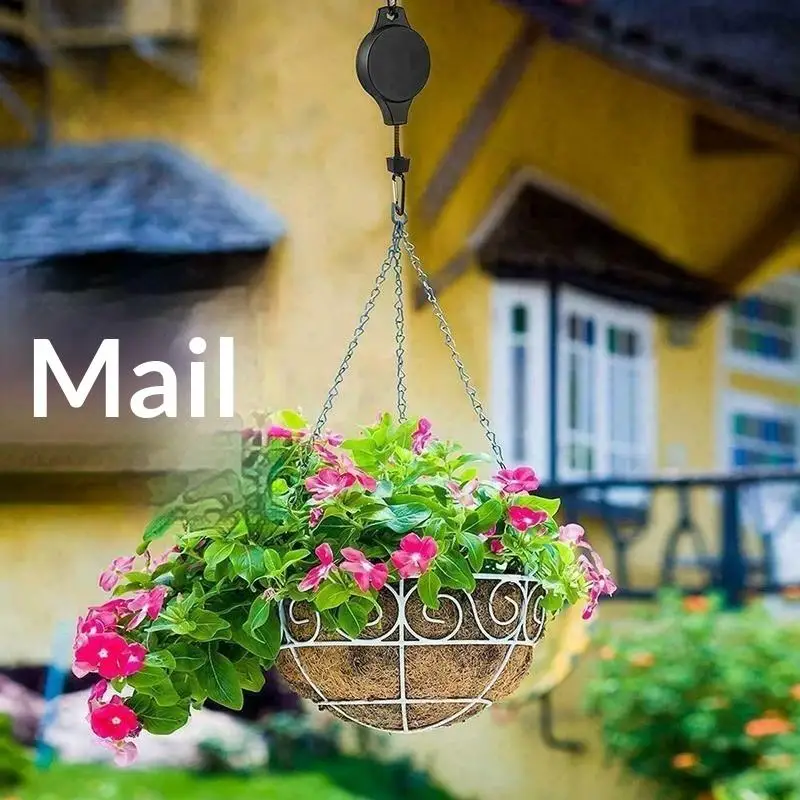 .Hot Sale-Adjustable Retractable Plant Pulley Hanger Hook For Hanging Flower Baskets Garden Pots Bird Feeder Outdoor Decor