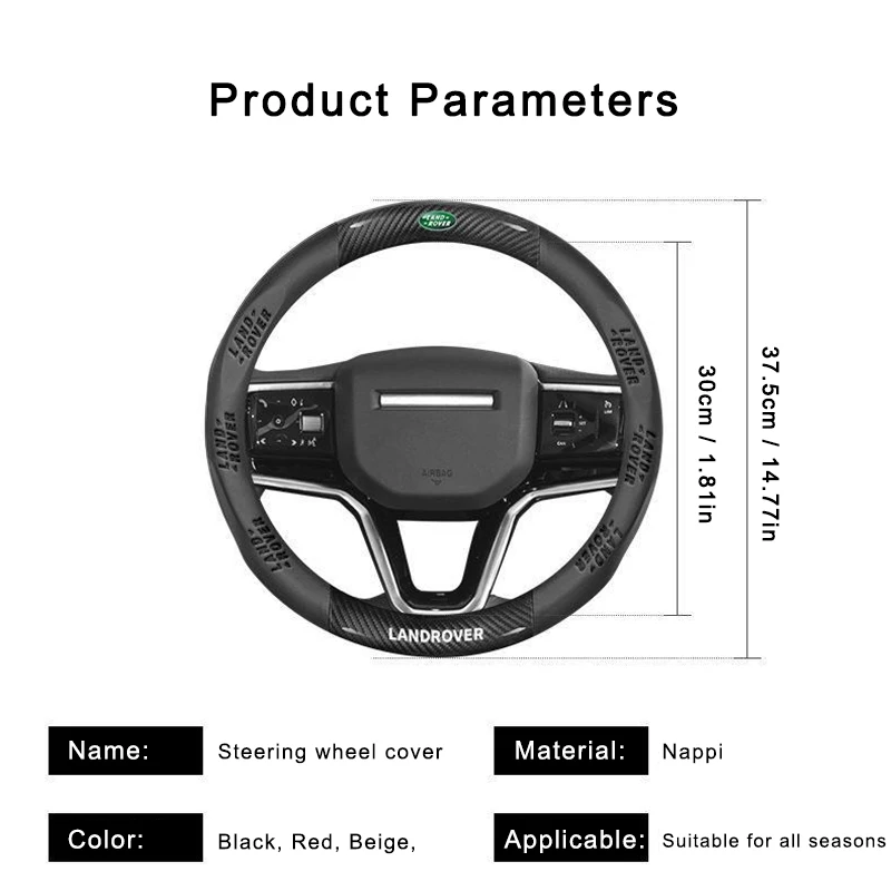 

For Land Rover Freelander 2 2007 2008 2009 2010 2011 2012-2018 Carbon fiber Leathe Car Steering Wheel Cover Interior Accessories