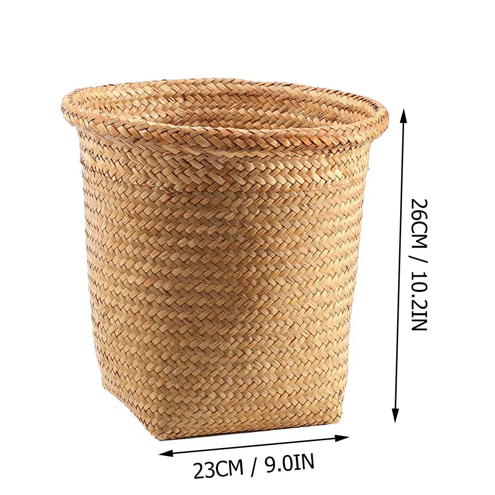 

Wicker Laundry Basket Round Handwoven Straw Hamper Natural Storage Organizer Eco Friendly Multi Functional Baskets Seaweed Trash