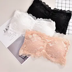 Women's Sexy Lace Bra Push Up Bralette Female Strapless Seamless Wrap Top Chest   Padded Three Hook Underwear Lingerie