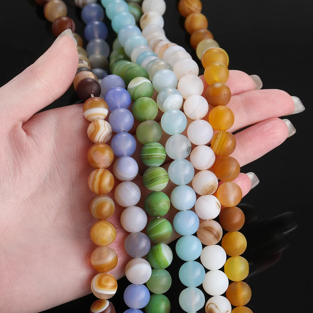 

1 Strand Frosted Agate Spacer Beads Caps for DIY Charms Bracelets Necklace and Anklet Jewelry Making Findings