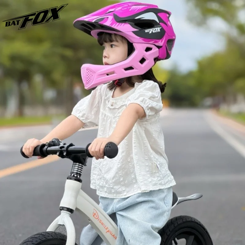 

BATFOX full-face bike helmet child electric bike cross dirt bike helmet for children 3-5-10 years old boy and girl gift