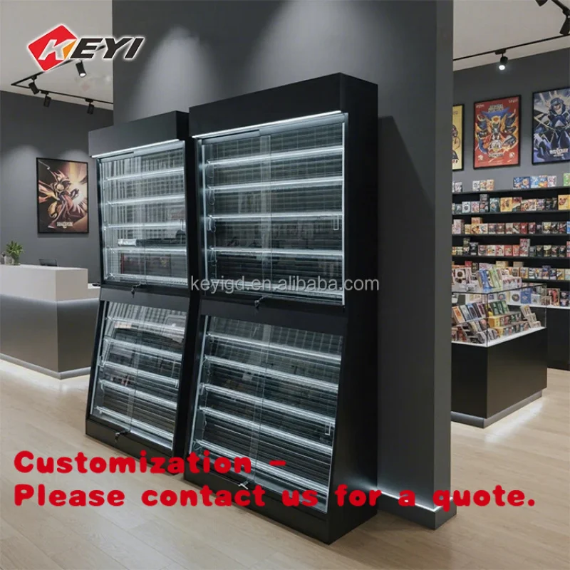 

custom.Custom Floor Metal Stand BGS Trading Card Display Adjustable Shelves Graded Card Display Rack Games Shop
