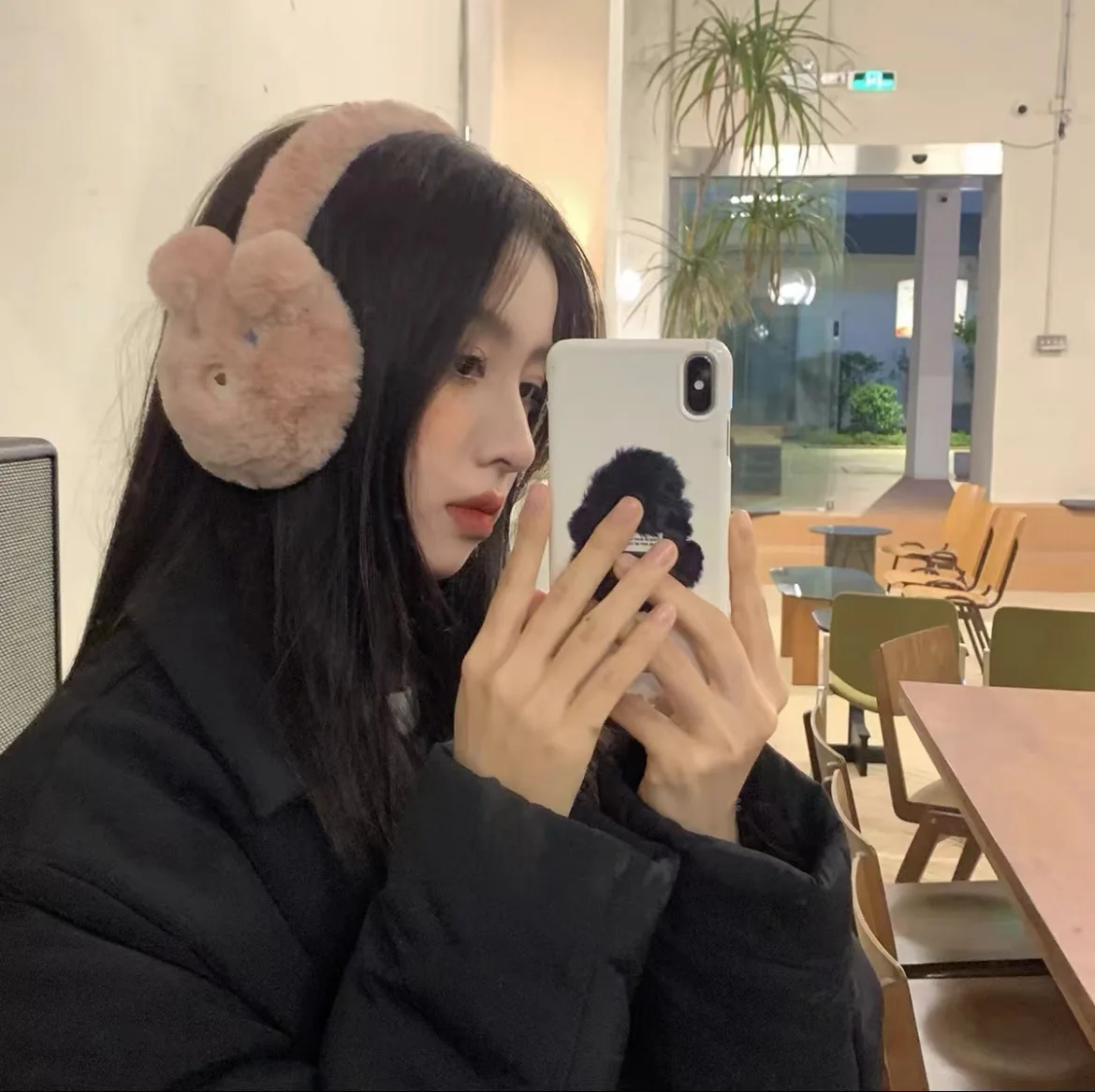 Simpatico orso bianco orecchie paraorecchie 2025 inverno nuovo caldo antivento confortevole protezione per le orecchie paraorecchie donna ragazza vestiti accessori