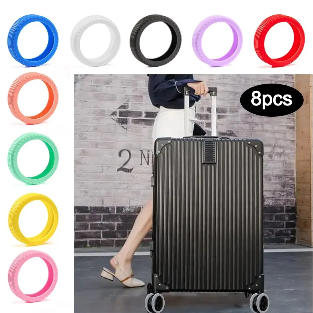 8PCS/Set Suitcase Parts Axles Travel Luggage Caster Shoes Silicone Reduce Wheel Wear Suitcase Wheels Protection Cover