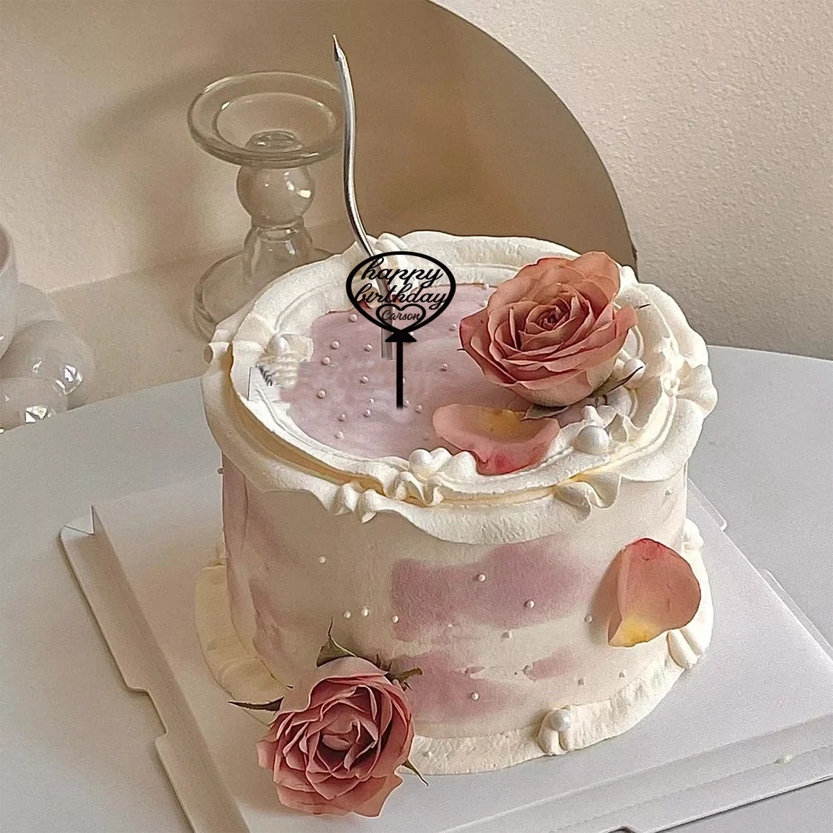 1PC Cute Balloon-style Happy Birthday Wishes Diy Name Cake Stand Cake Ornaments Engagement Bridal Shower Party Decoration