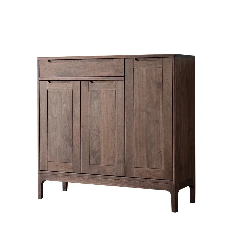 

three-door shoe cabinet North American black walnut Japanese minimalist modern bedroom storage cabinet