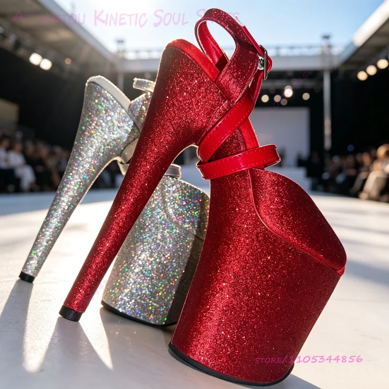 Ярко-красные блестящие босонож – обзор и цена Women'S Shoes Peep Toe
