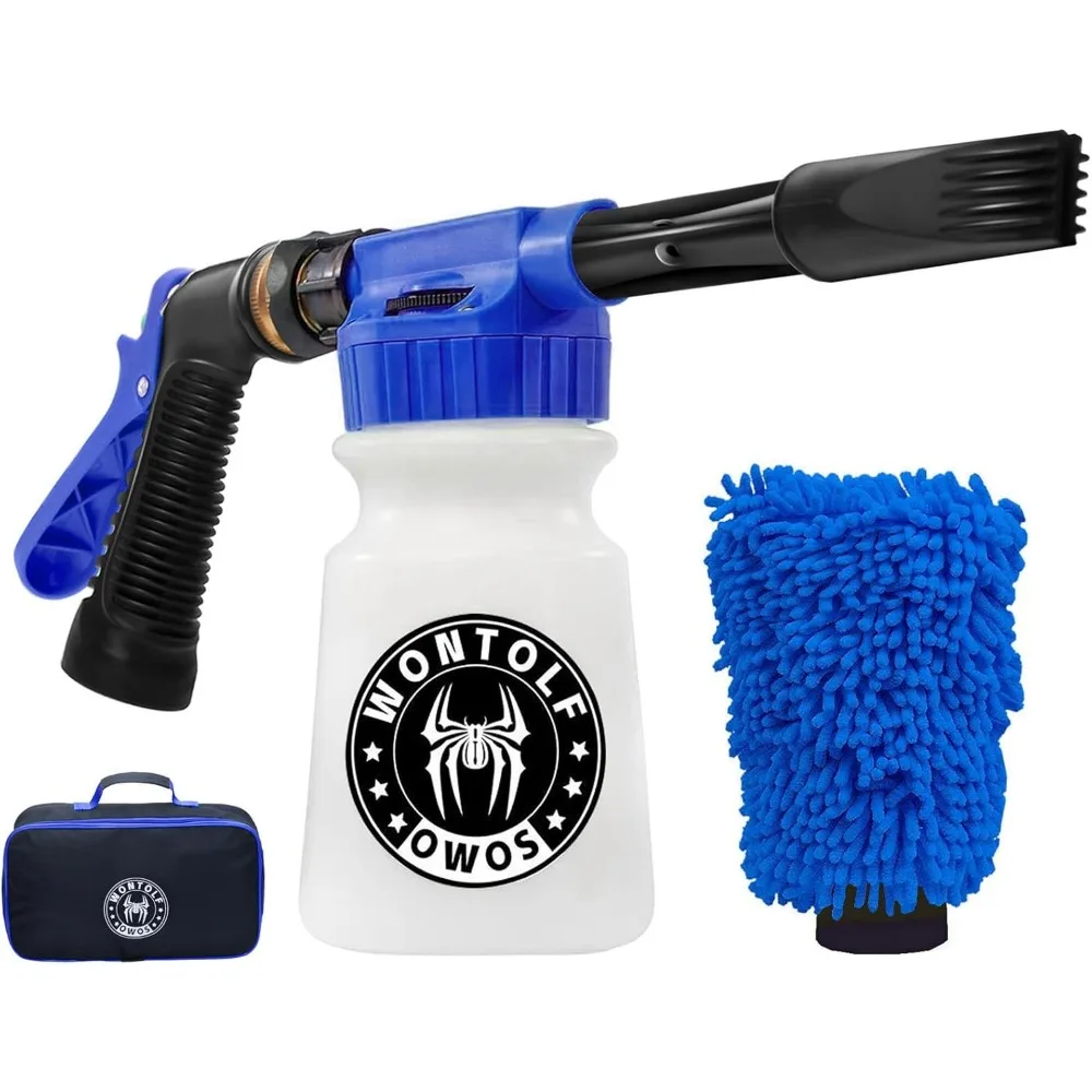 

Car Wash Foam Gun Foam Sprayer - Foam Cannon Garden Hose- Car Wash Kit - Snow Foam Blaster with Microfiber Wash Mitt + Storage B