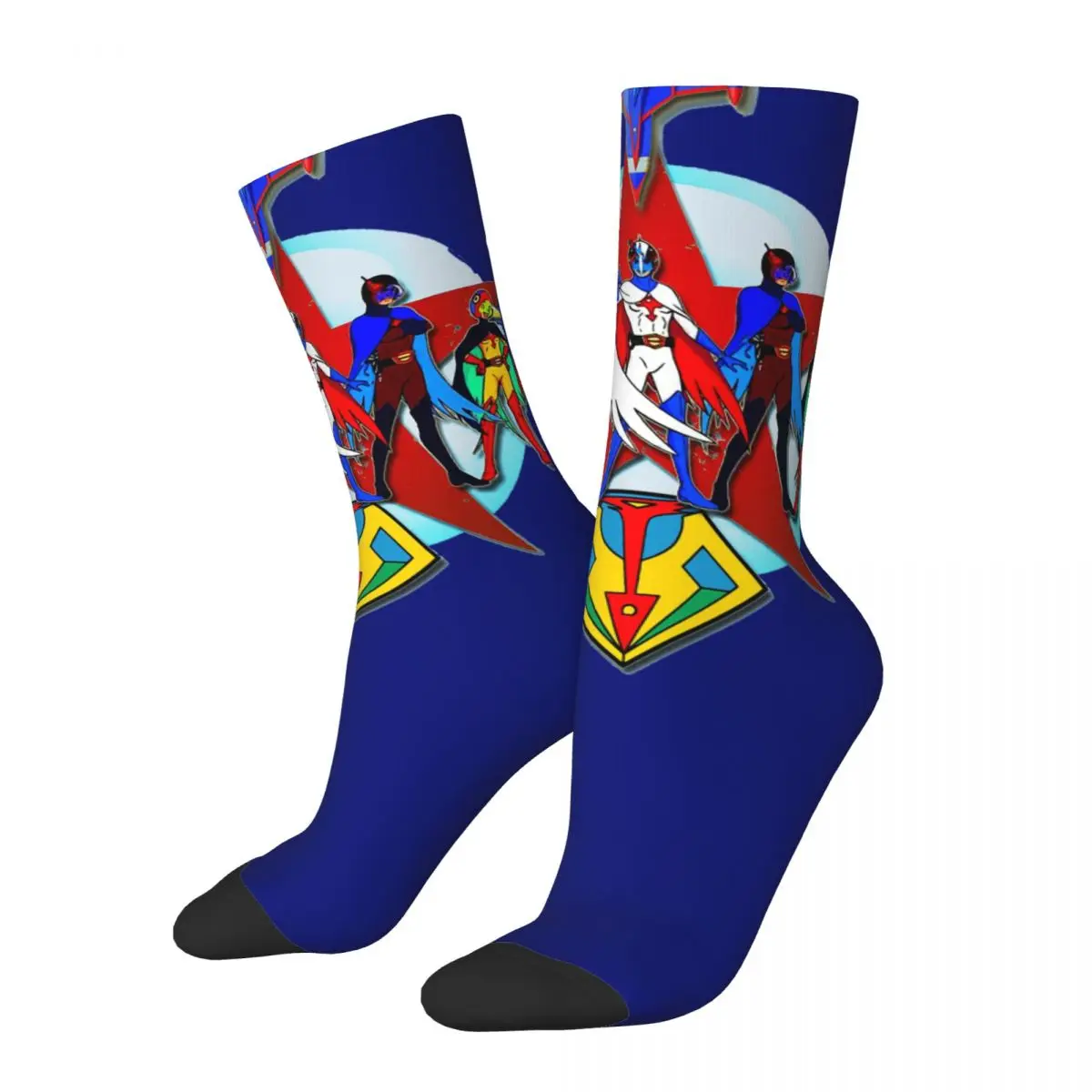 Happy Funny Men's Socks Battle Of The Planets Retro Harajuku Gatchaman Anime Street Style Novelty Seamless Crew Crazy Sock