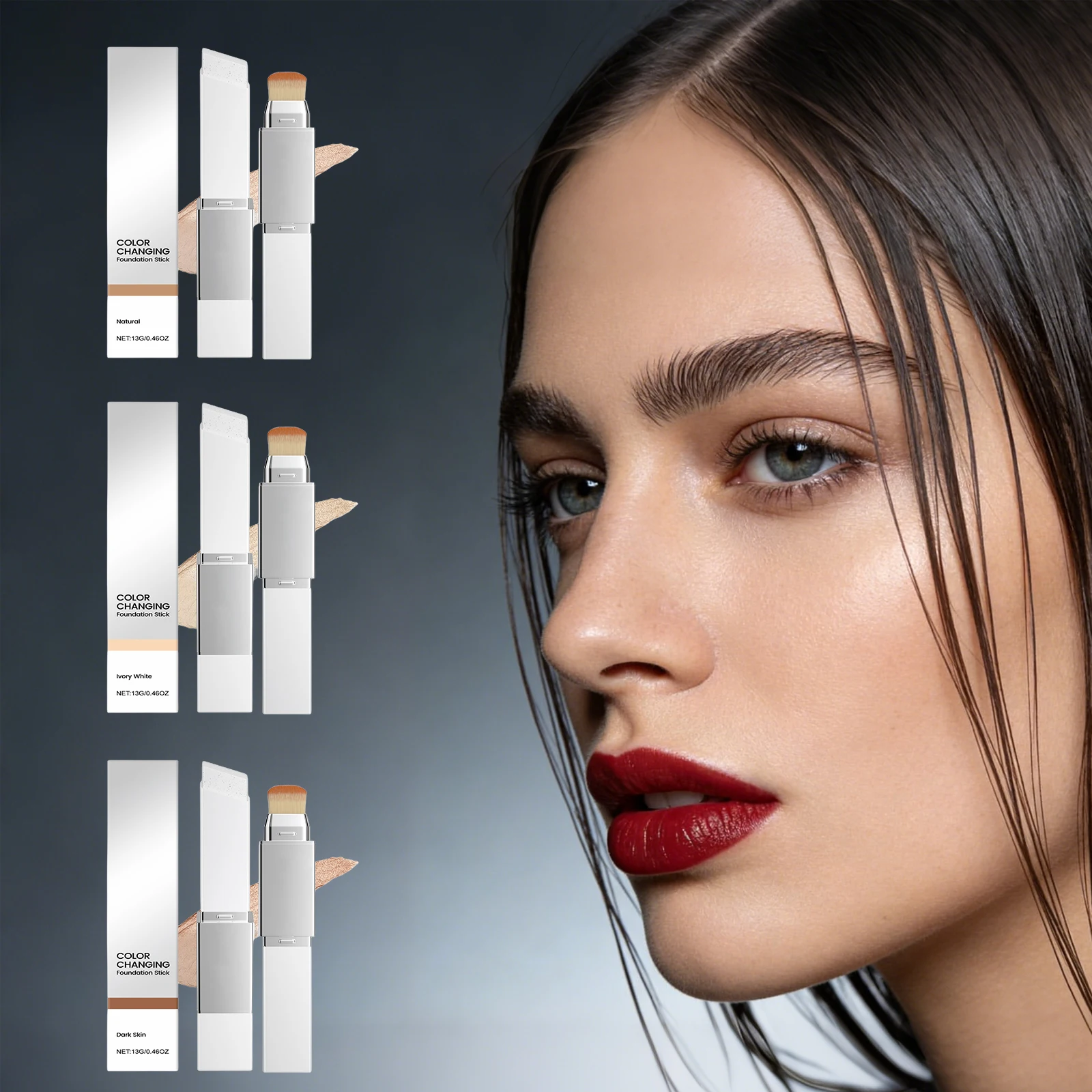 Fondotinta 2 in 1 che cambia colore, aspetto naturale, si adatta al tono del viso, leviga la pelle, nasconde le imperfezioni del viso, controllo dell'olio, idratante, correttore