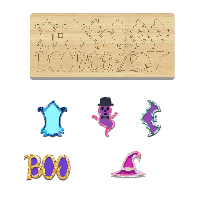 Wooden Cutting Dies for Halloween, Ghosts, Hats, Bats, Etc., BY66 Suitable for Most Machines