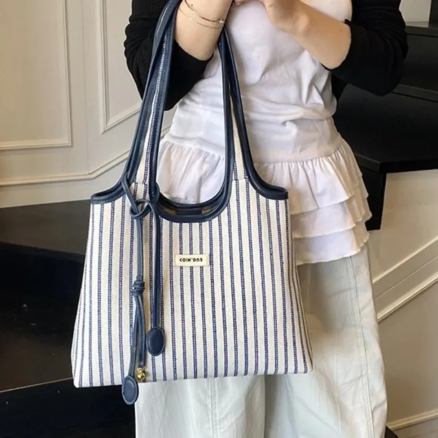 

Летняя модная универсальная повседневная повседневная сумка в полоску с простой текстурой, женская сумка на плечо