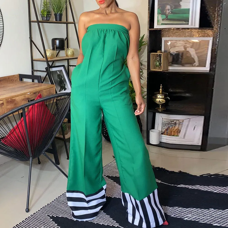 

Elegant Streetwear Wide Leg Jumpsuit Women Party Color Print Patchwork Jumpsuits and Rompers Night Club Outfit Combinaison Femme