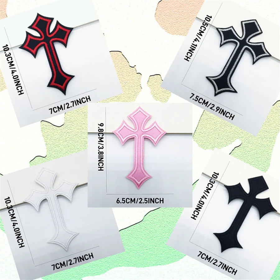 10 pcs Cross Design Medieval Gothic Sewing/Ironing On Patches, Decals On Clothes, Dresses, Hats,Jeans, Repair DIY Accessories