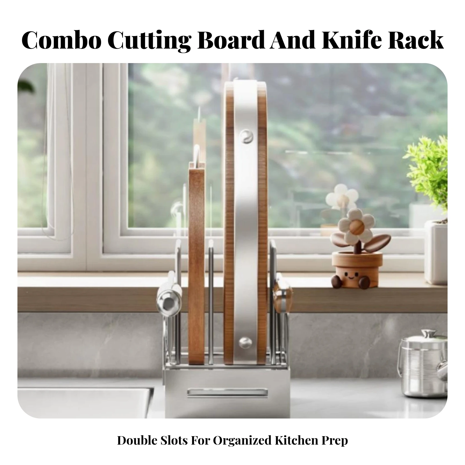 Blade and Cutting Board Drain Rack Compact Cutting Board Rack Countertop Organizer with Divider Dividers Low-Height Easy To