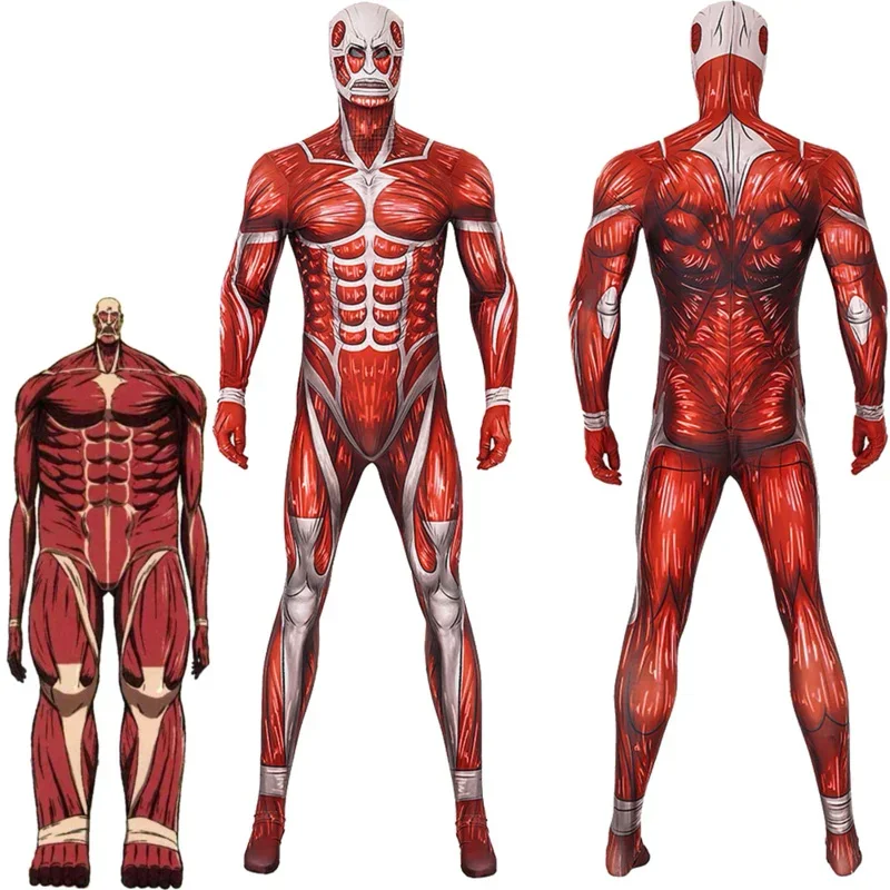 Colossal Titan Cosplay Kostüm Angriff Auf Anime Titan Fantasy Männer Overall Maske Halloween Karneval Kleidung Für Verkleidung Männlich Neue