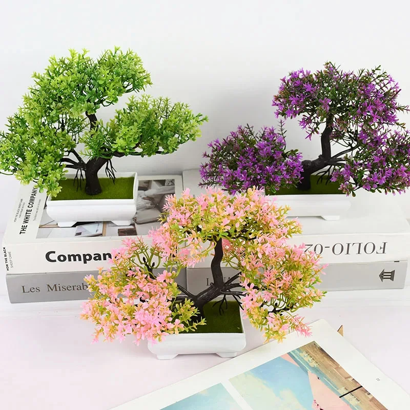 Sztuczne rośliny Bonsai mała doniczka sztuczna roślina kwiaty ozdoby doniczkowe do dekoracji stół do pokoju wystrój ogrodu hotelowych