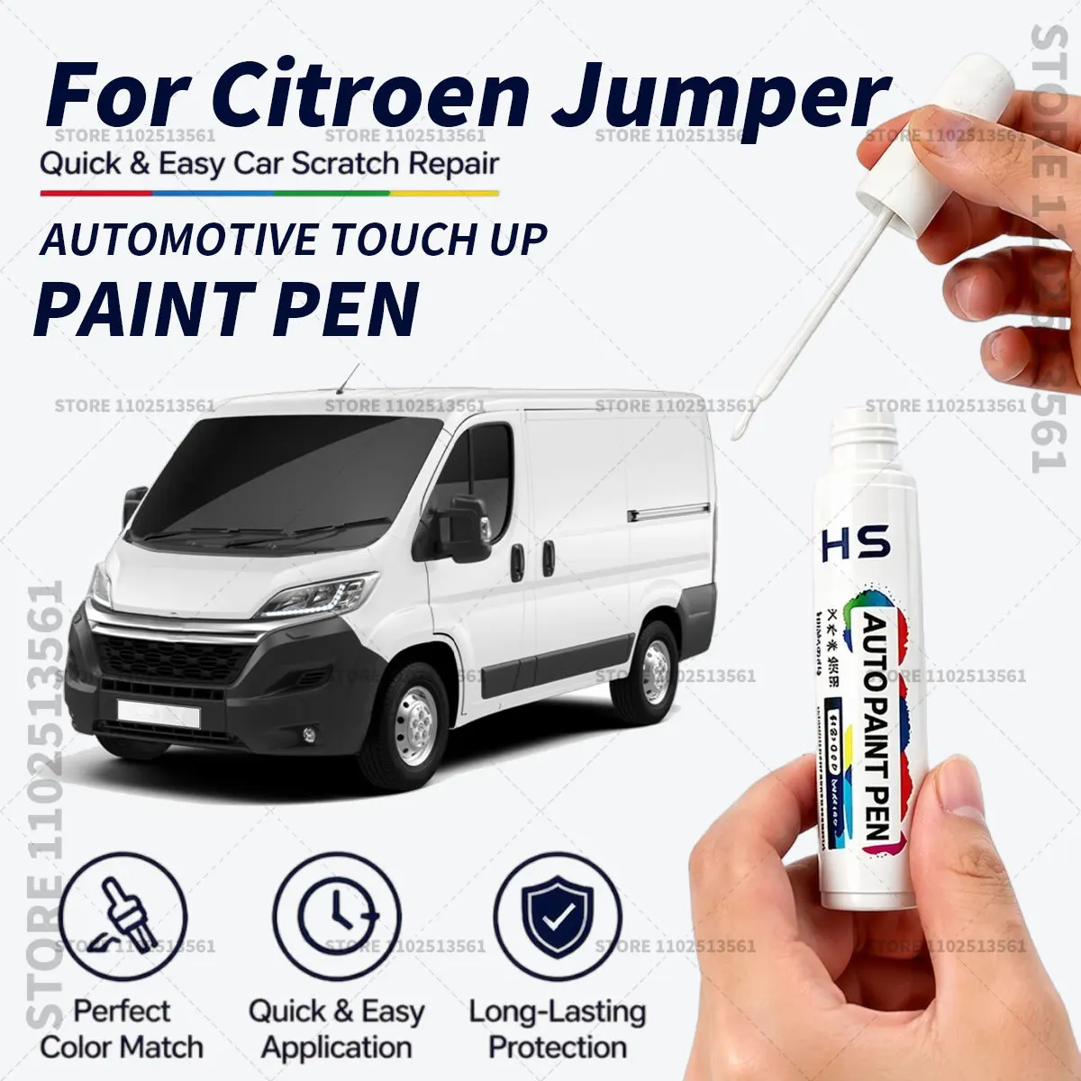 For Citroen Jumper Black Thunder Grey Artense Grey Blueprint White Red Silver Touch Up Paint Pen Car Paint Scratch Repair Tool