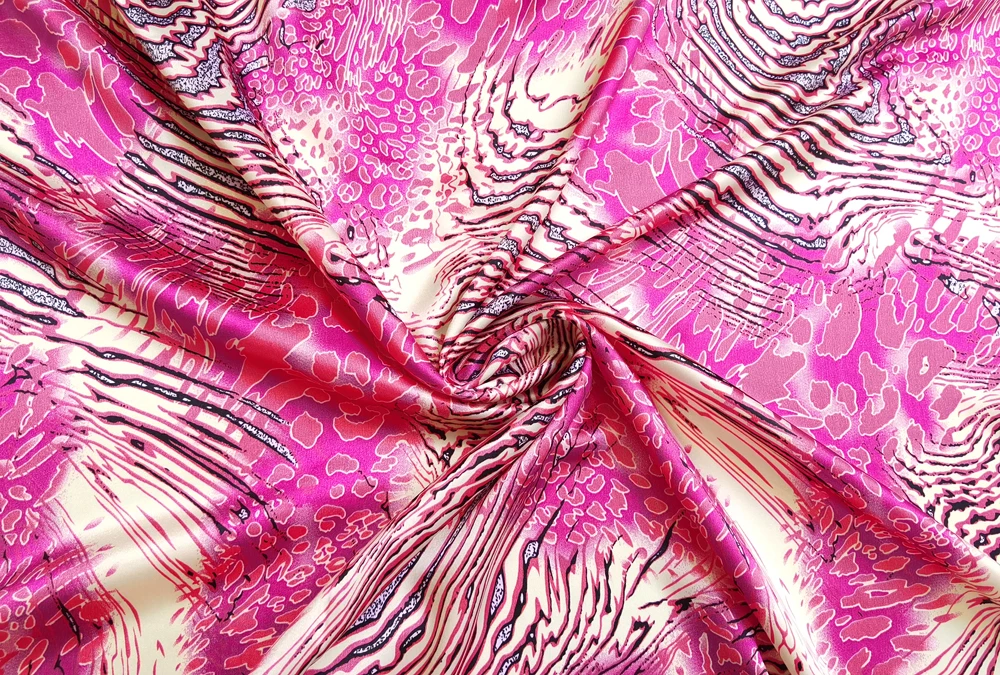 58" breit | 2 Meter | 5 Meter | Satinstoff Charmeuse weicher Schal DIY Material afrikanisches Patchwork Leopardenmuster – Detail 3