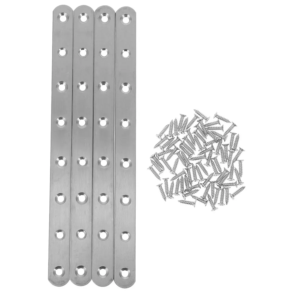 

1 set Flat Mending Plates Stainless Steel Repair Brackets Screws Secure Fixation Lightweight Silver Finish Suitable