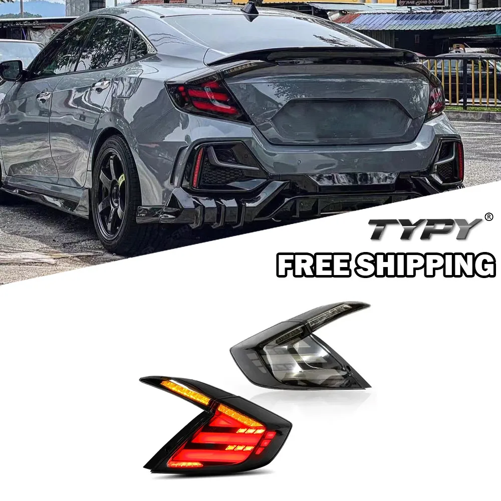 Car TailLamps For Honda Civic 10th 2016-2021 Upgrade Modified LED Taillights Dynamic Turn Signal Lamp Brake DRL Car Accessories