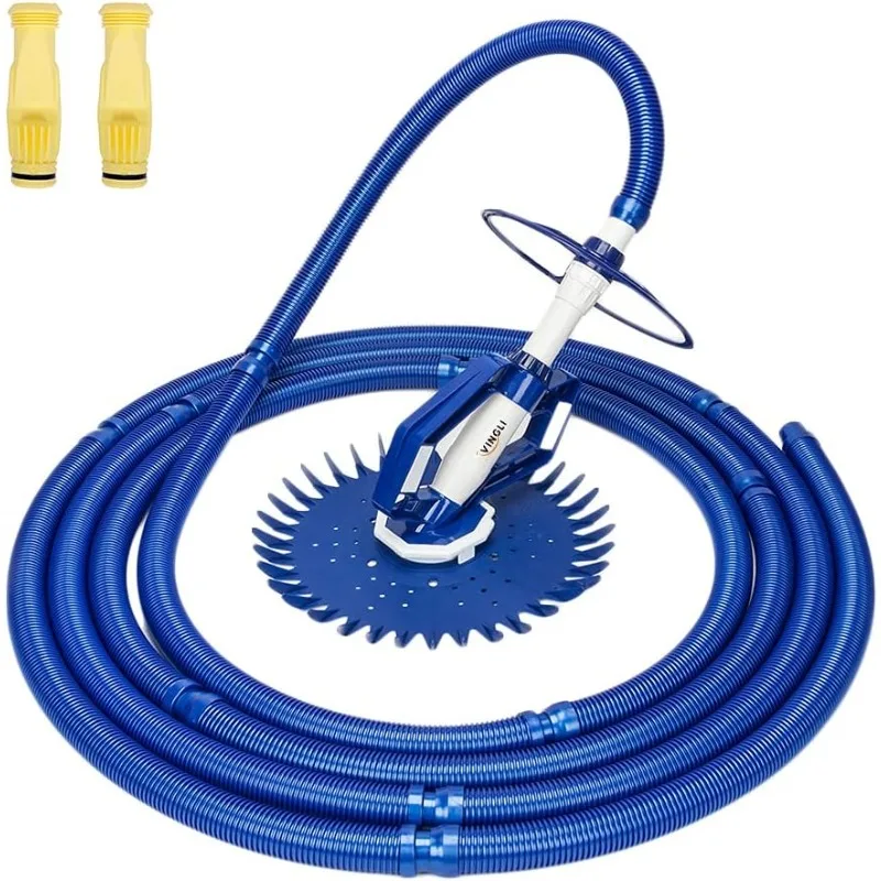 VINGLI Swimming Pool Vacuum Cleaner Automatic Sweeper, Automatic Suction Vacuum with Ten Hoses and Two Yellow Diaphragms, Blue