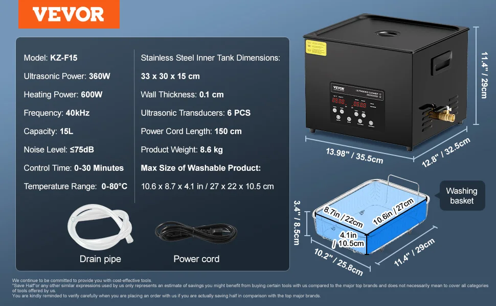 SucceBuy 2L 3L 6L 10L 15L Ultrasone reiniger Lave-Dishes Draagbare wasmachine Vaatwasser Ultrasone huishoudelijke apparaten met timer