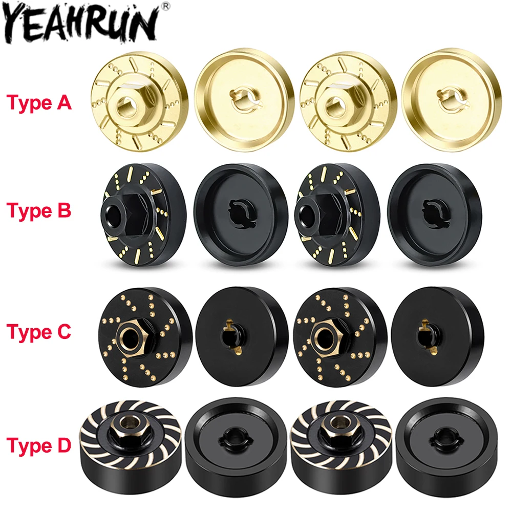 YEAHRUN 4 Stück TRX4M Rad-Sechskant-Treiber-Adapter Messing Gegengewicht für TRX-4M Bronco Defender K10 F150 1/18 RC Crawler Autoteile