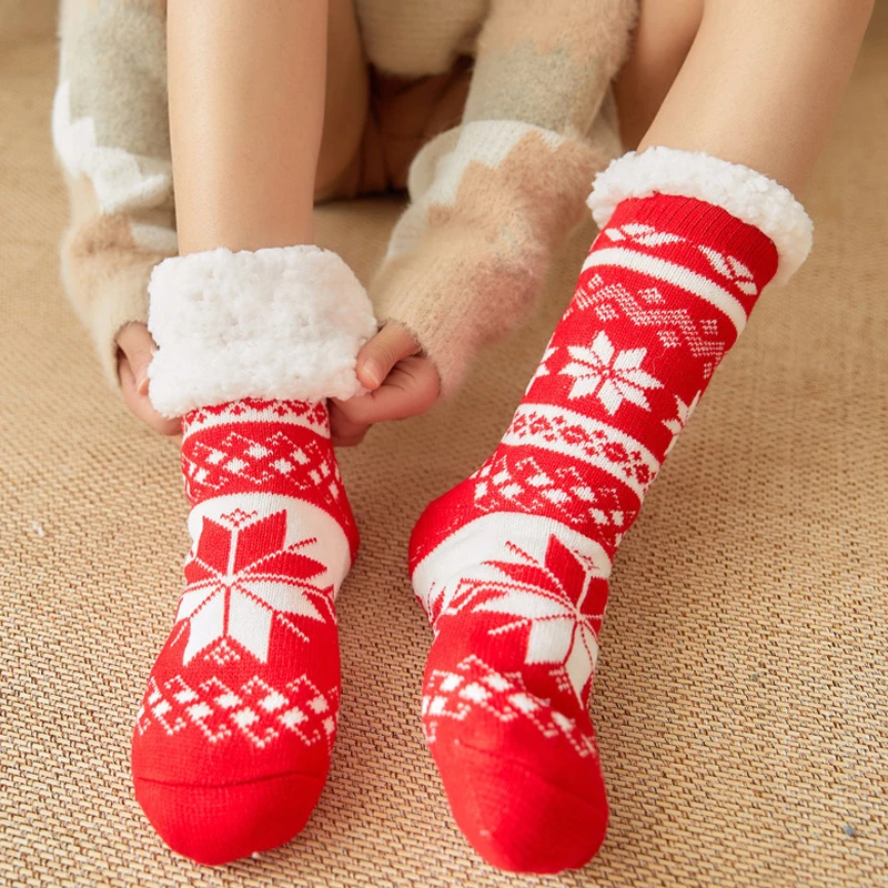 2024 New Cute Warm Socks Thicken Plus Winter Women Fuzzy Socks Christmas Kawaii Stocking Xmas Gift Home Floor Room Funny Sock