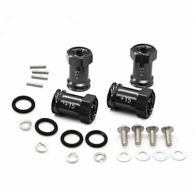 Rcカーalgpm erv010-15 mmホイール付き16mm六角アダプターセットtraxxas 1/16 mini e revo修正されたワイドボディ低騒音器