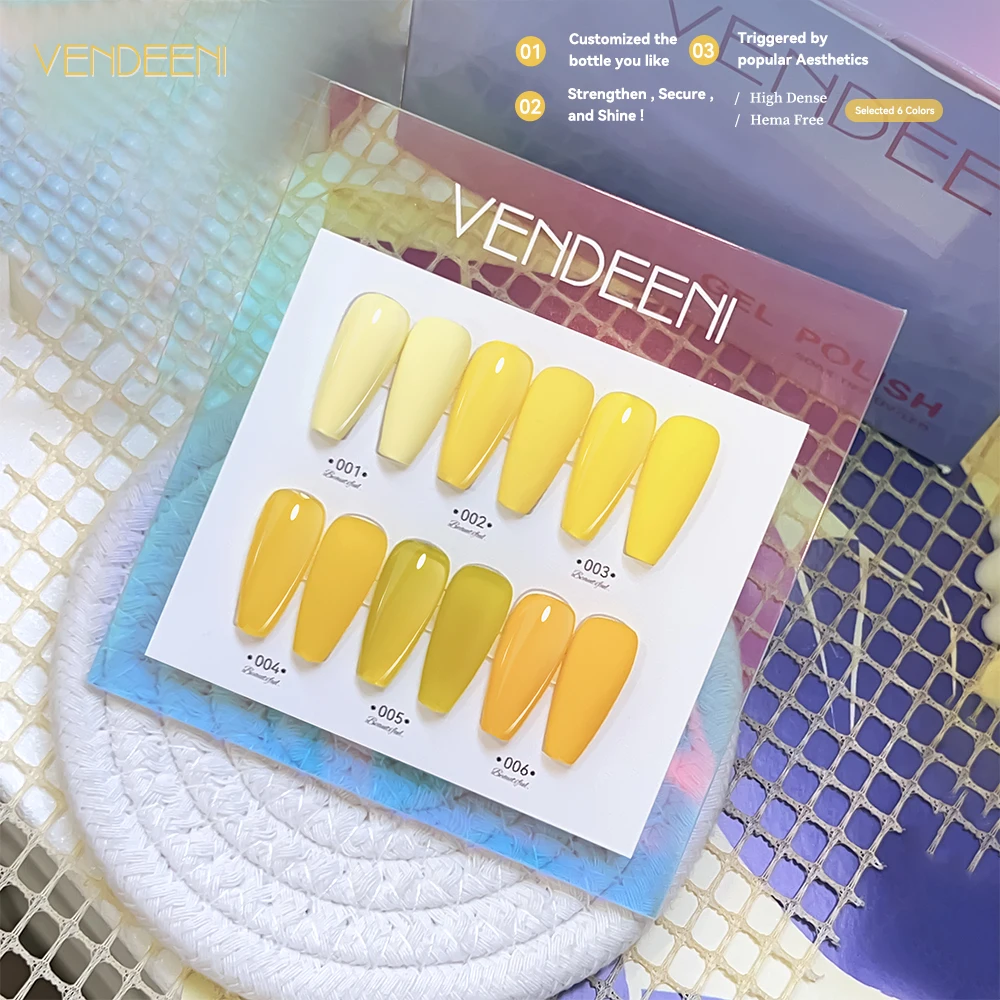 Vendeeni Gel vernis à ongles couleur Uv Gel ensemble 6 pièces/kit manucure fourniture d'ongles marque privée vernis à ongles Gel boîte sans cruauté Esmaltes