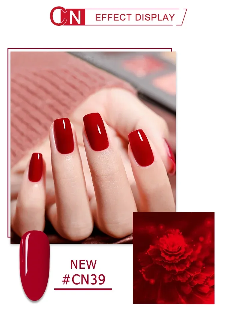 CNails Hot Nail Gel Polish Red Series 8ML Nail Art Varnish Soak Off Milky Top Coat Semi Permanent UV LED Nail Gel Jelly Polish