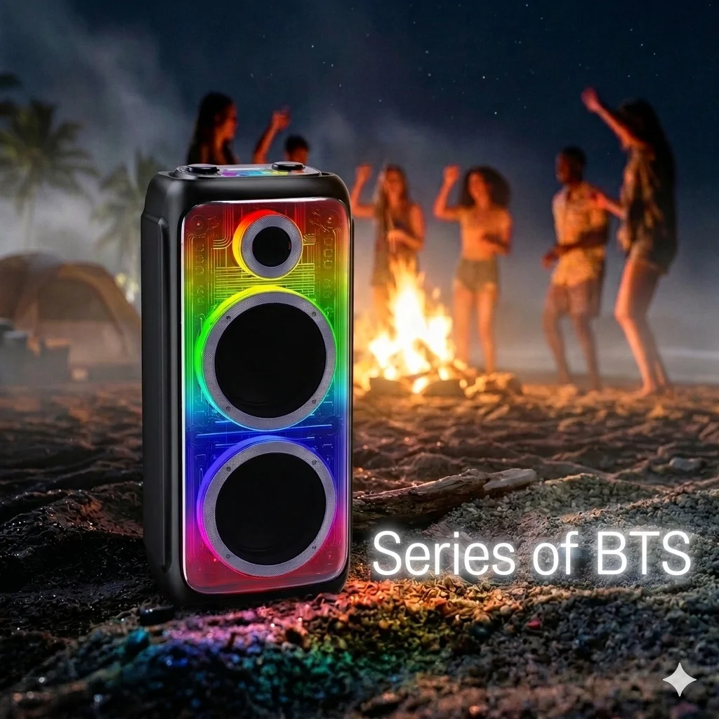 

BTS-2369 Brodu Outdoor Party Speaker BT Wireless Double 8inch USB&TF&AUX [Premium]