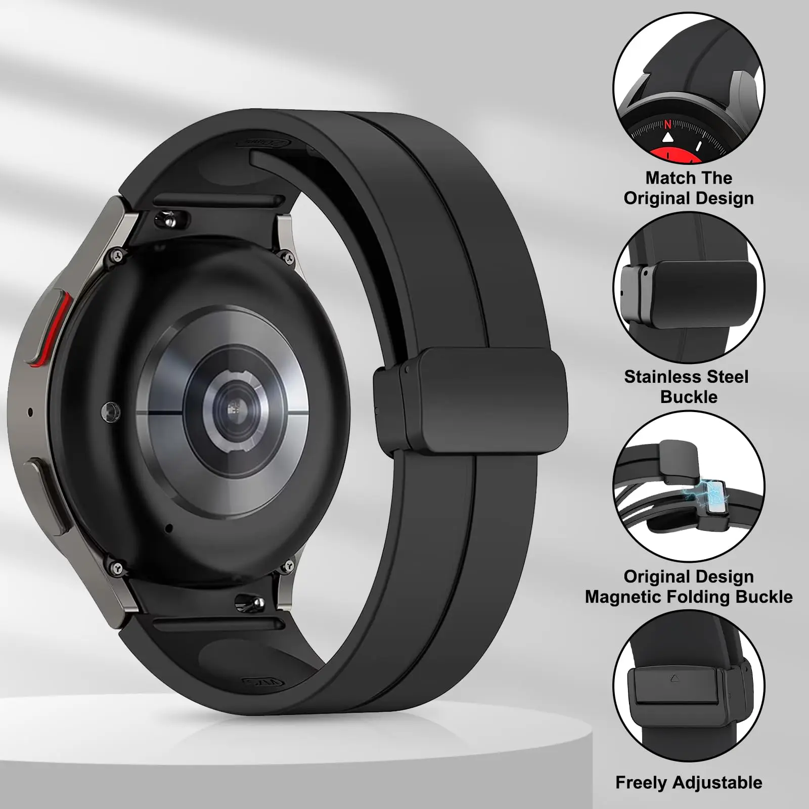 Силиконовые ремешки для Samsung Galaxy Watch 7/6/5 Pro/4 44 мм 40 мм 45 мм Магнитный ремешок без зазоров Galaxy 4-6 Classic 42 мм 46 мм 43 мм 47 мм