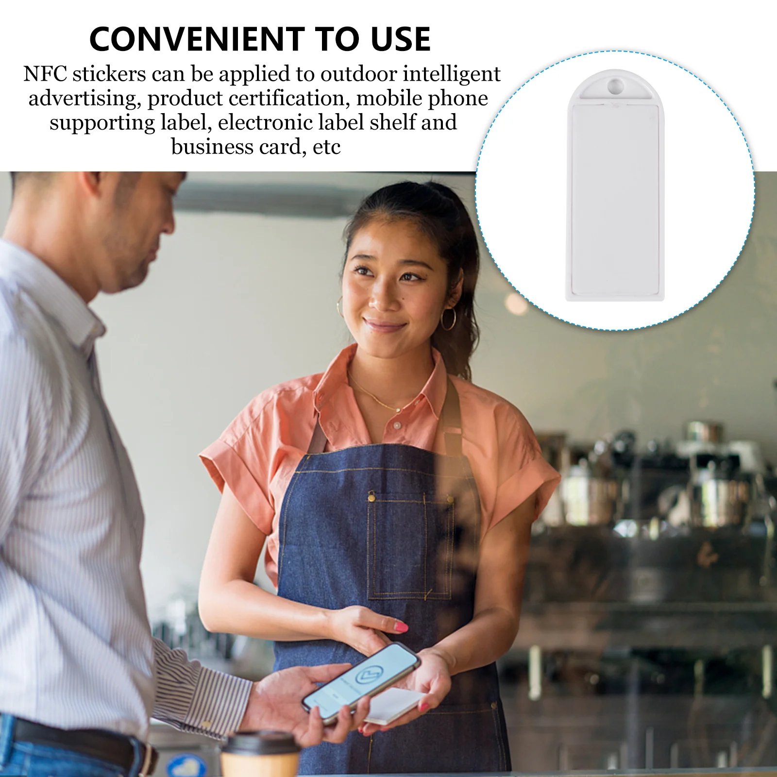 5 Stück NFC-Tag-Aufkleber, wasserdicht, glänzend, tragbar, für Telefondateneingang, keine erforderlich, NFC-Chip-Tags für intelligente Werbung