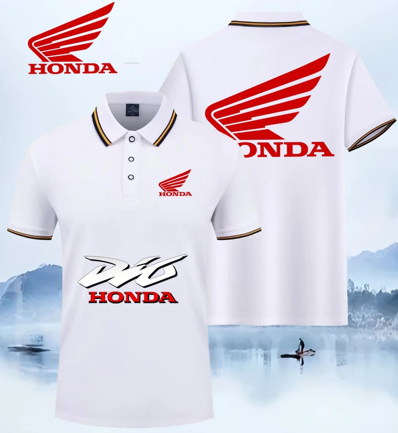 

Honda Summer Unisex Fashion Trend Matching Sport Running Casual Polo Shirt With Print For Couples 3-button Men's And Women's