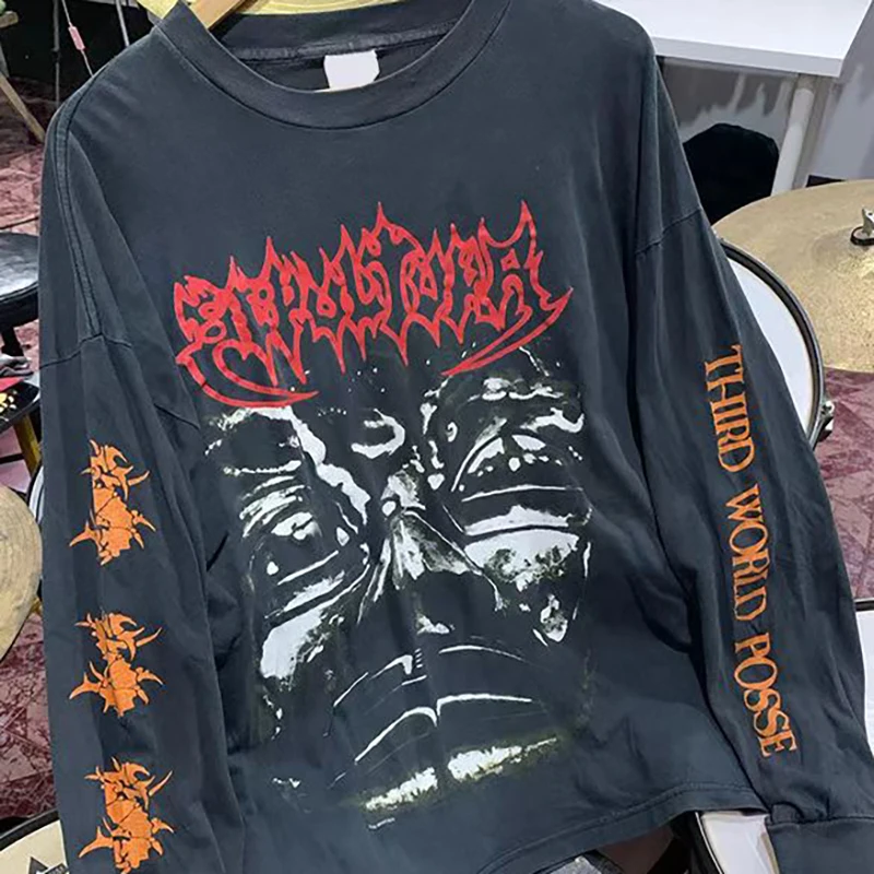 

Y2k футболка в готическом стиле панк мужская футболка одежда Harajuku негабаритный топ футболка High Street хипстерская зимняя уличная одежда аниме одежда