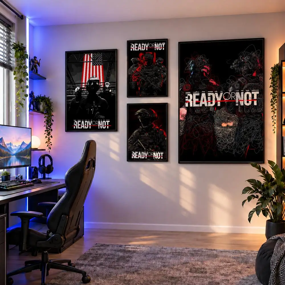 Game Ready or Not RON SWAT Tactical Poster Wall Art PP Waterproof HD Self Adhesive Modern Home Decor Living Room Apartment Gift