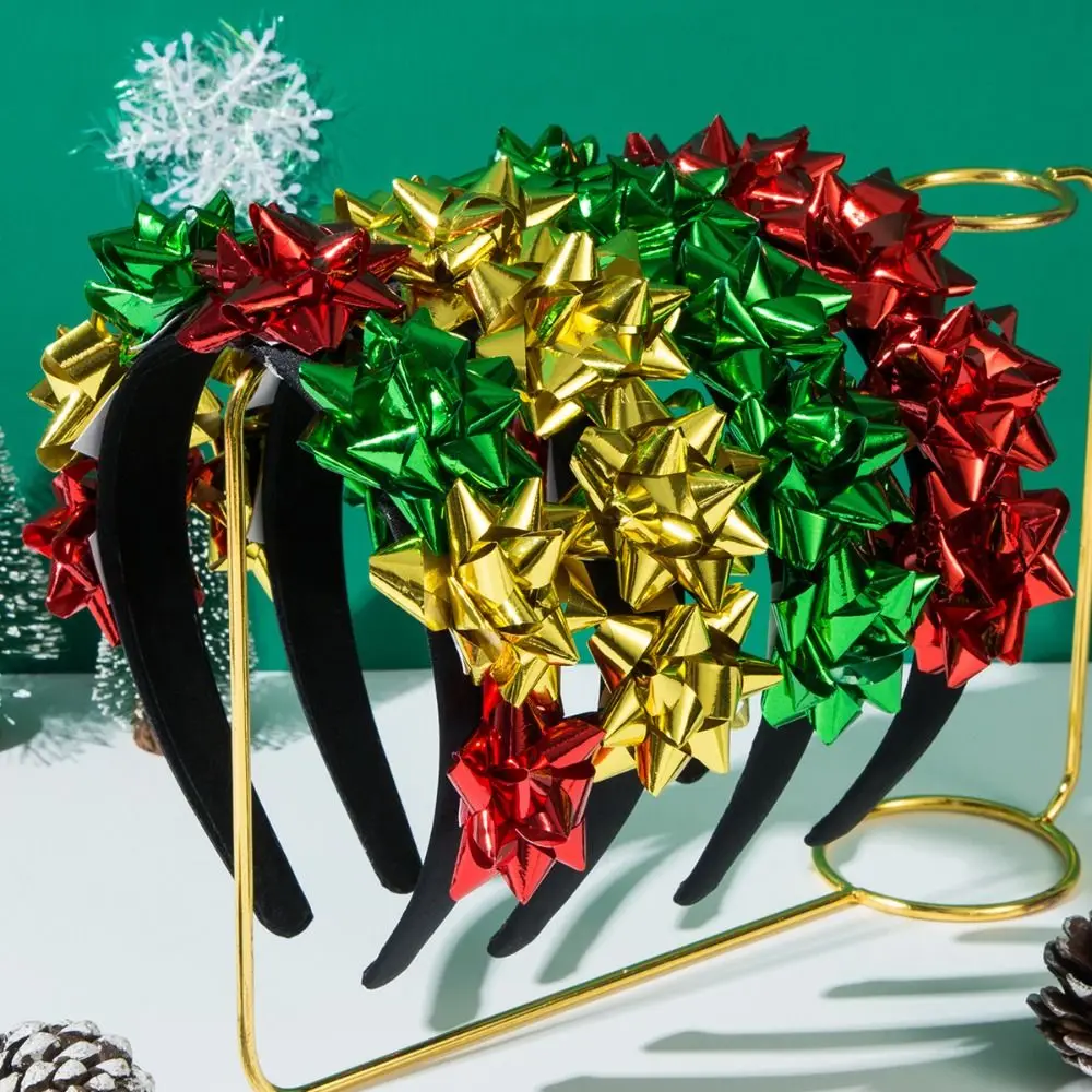 Bandeau brillant flocon de neige joyeux Noël, nœuds côtelés, nœud rond confettis, cerceau à cheveux, coiffure, ruban étoile de Noël, bandeau de sauna, nouvel an